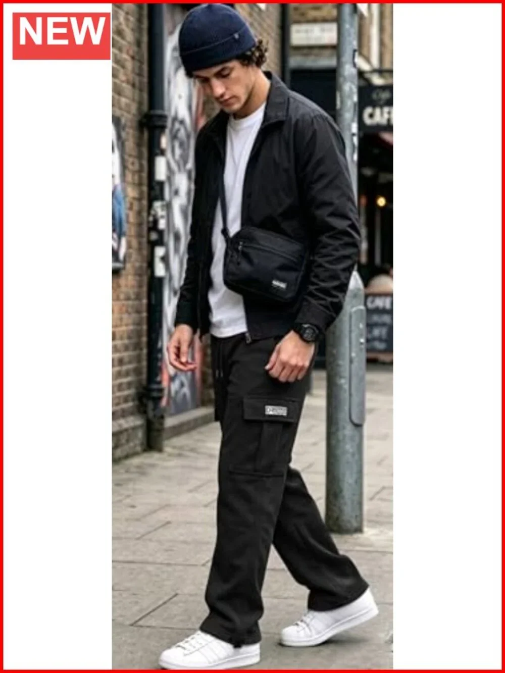 Cargo Sweatpants Drawstring Joggers Athletic Trousers Cotton Straight Pants